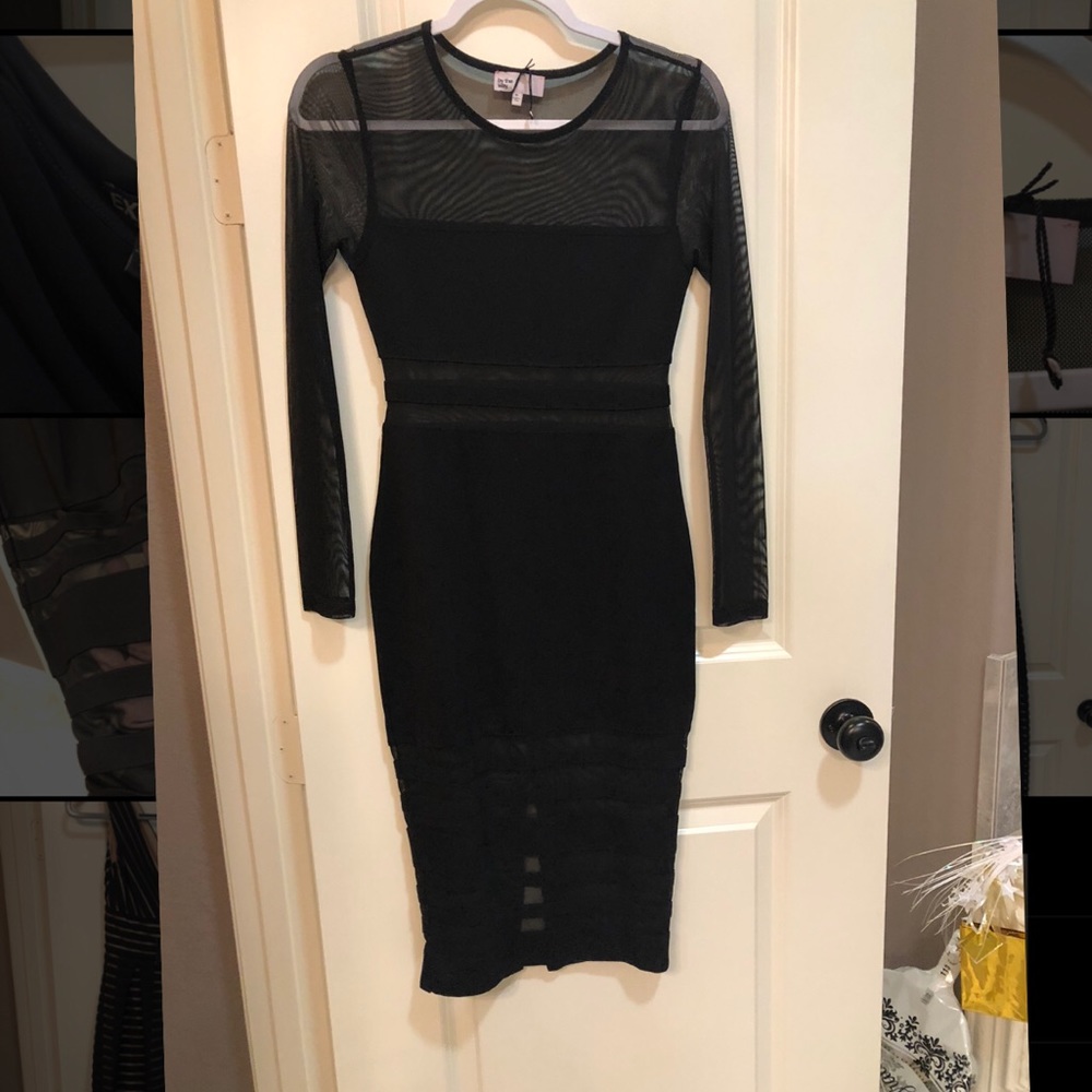 EUC Black dress with Opaque Peak a Boo